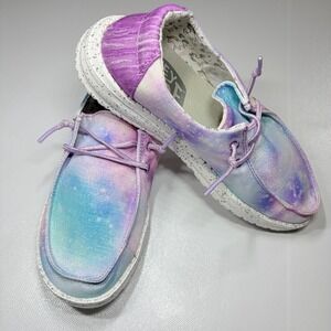 Hey Dude Wendy Youth Dreamer Unicorn Tie Dye Shoes Girls Y5 L6 Slip On EU 37